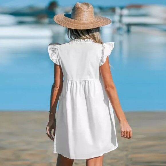 Cupshe Flutter & Floral Split Neck Mini Dress - Picture 3 of 5